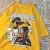 Attitude American Retro Hip Hop Graphic Tshirts Men Women Summer Tee Clothes Cotton Sweat Breathable T Shirt O-Neck Loose Tops