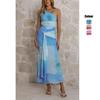 Europäisches und Amerikanisches Sommer Sexy Ein-Schulter Mode Bedrucktes Figurbetontes und Dünnes Hüftumwickelndes Netzkleid 68798