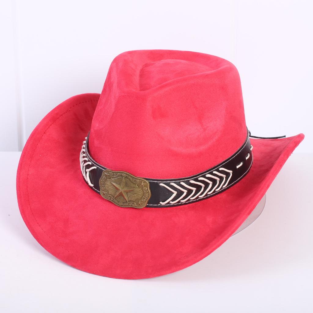 Beliebter europäischer und amerikanischer klassischer Wildleder Western Cowboyhut für Herren und Damen Mode LO Stil Herzförmiger Cowboyhut