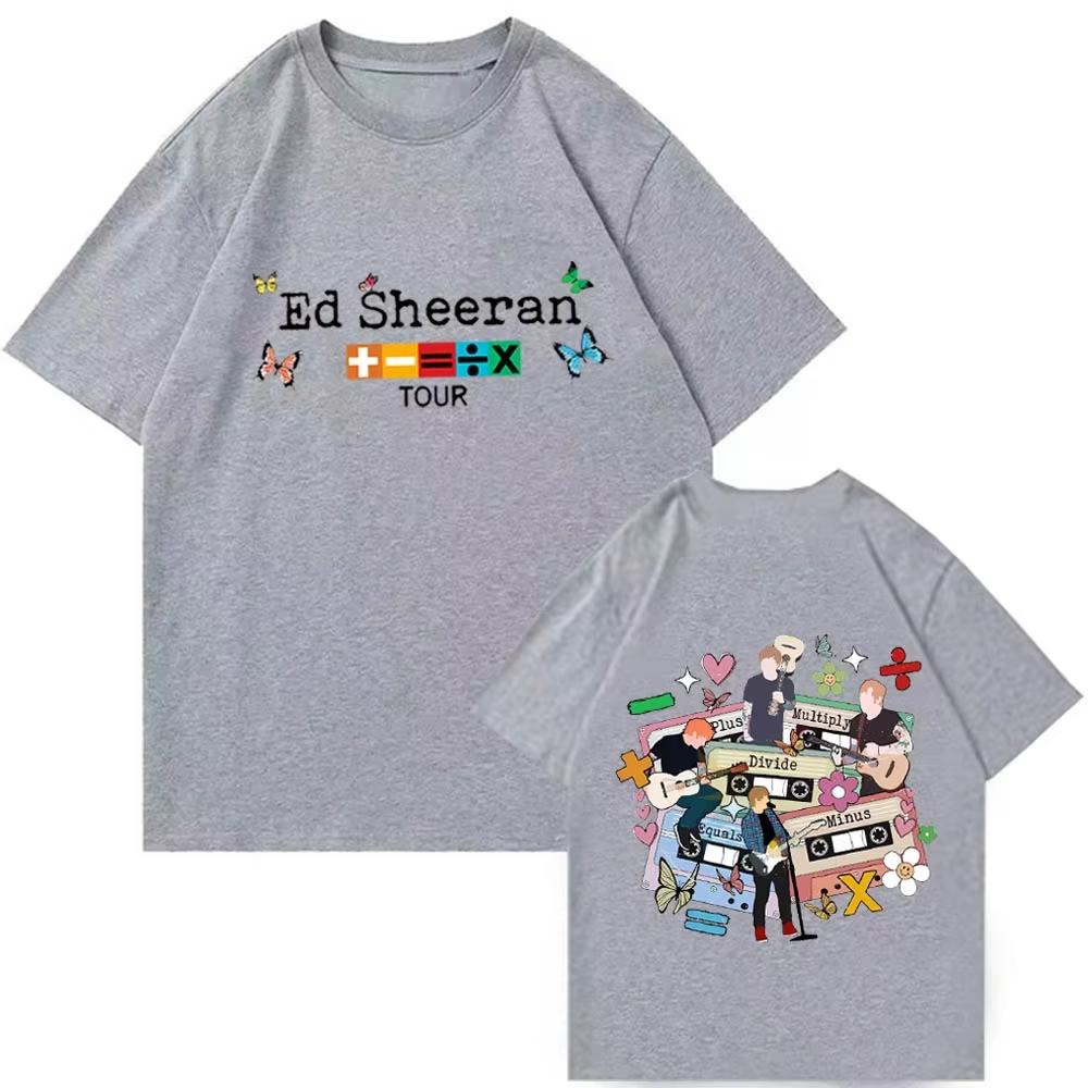 Ed Sheeran Mathematics Tour T-shirt Ed Sheeran Merch Harajuku Men's Women's Short Sleeve Crew Neck Cotton Tee Unisex