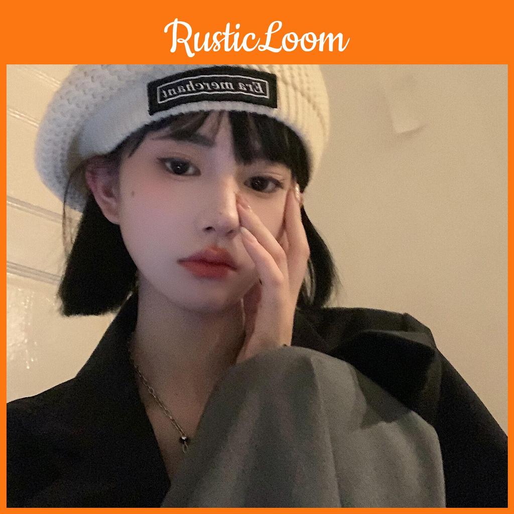 And Warm Cozy Cotton Beret For Women Trendy Knitted Hat White In