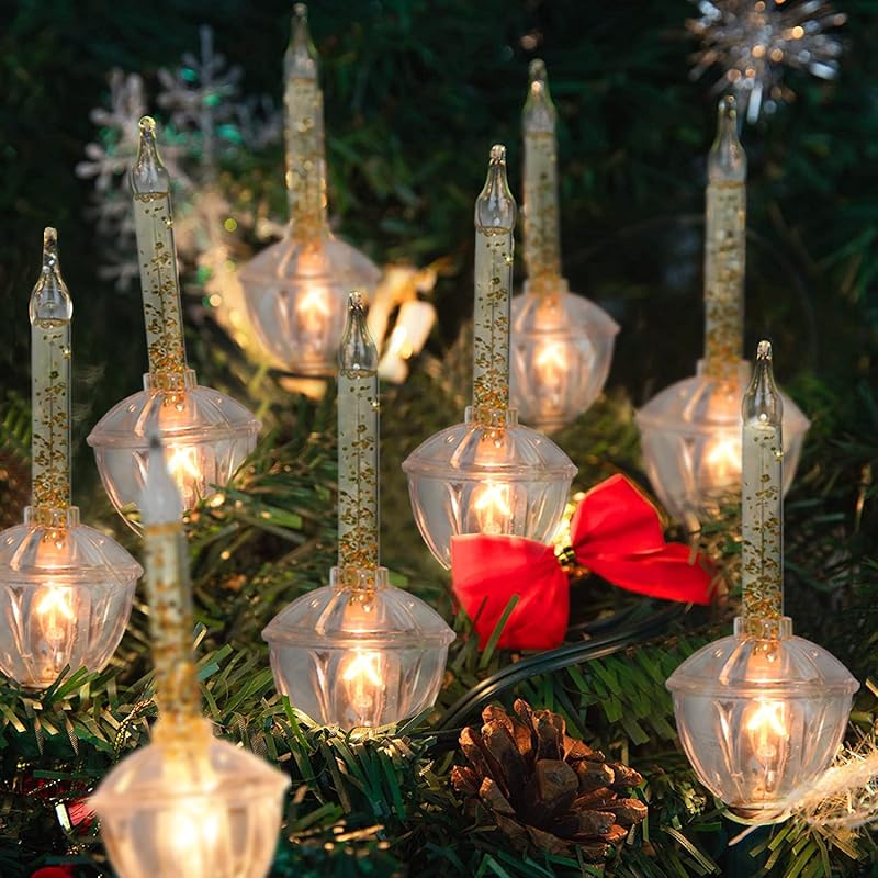 SUNSGNE Рождественские гирлянды с пузырьками, 2,7 м, Винтажные рождественские огни с 10 серебристыми блестящими пузырьками(1 запасной), Винтажные Рождественские Шарики-Гирлянды для