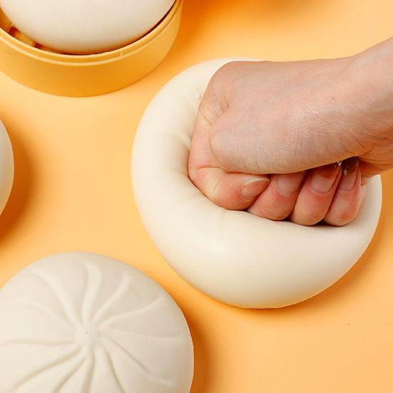 Bun Squeeze Toy with Steamer Anxiety Stress Relief Dough Ball Pinch Sensory Toy Kids Teens