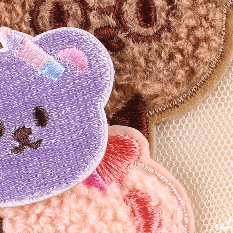 Self-Adhesive Cartoon Bear Embroidery Patch for DIY Scrapbook