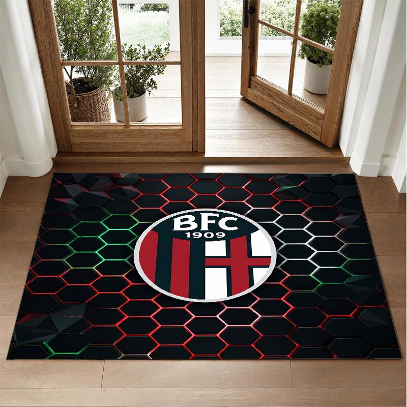 Bologna FC Design Crystal Velvet Rug Soft Decorative Mat for Bedroom Entrance