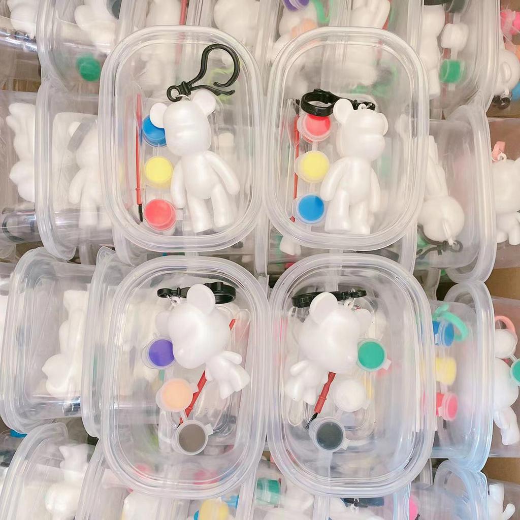 Creative DIY Toy Set: Fluid Bear Graffiti Doll & Keychain