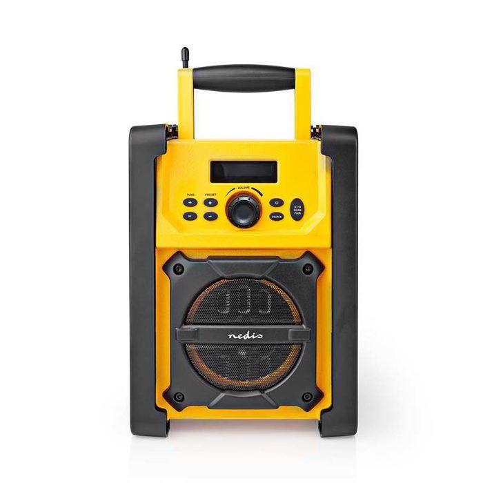 Radio FM De Chantier Nedis RDFM3100YW - Noir/Jaune - Bluetooth - IPX5 - 20 Présélections