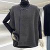 Vest for kvinner Bomull Vinter Ermeløse topper Strikket genser vest Fortykket Dobbelt rad med knapper Casual V-hals vest