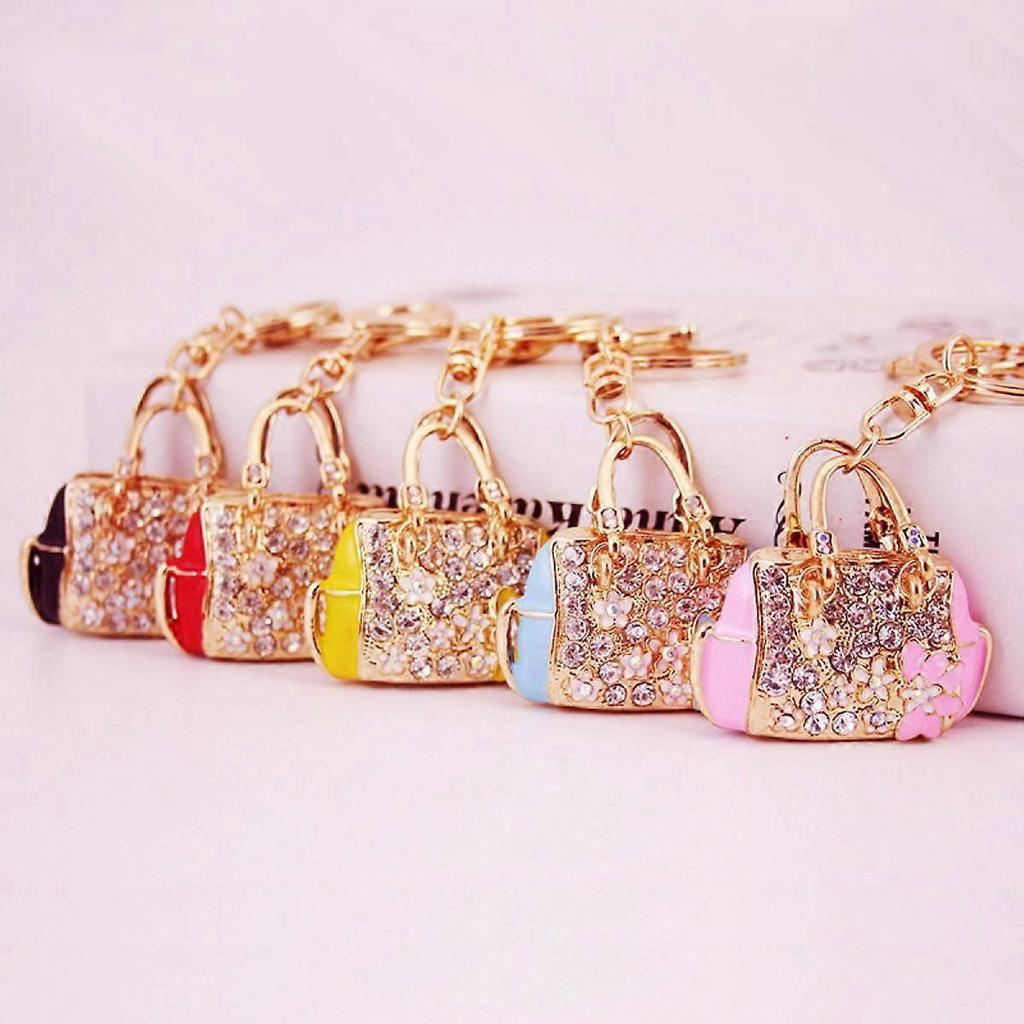 Women Bag Keychains for Women Bling Bag Key Ring for Girl Purse Bag or Car Pendant, Pink
