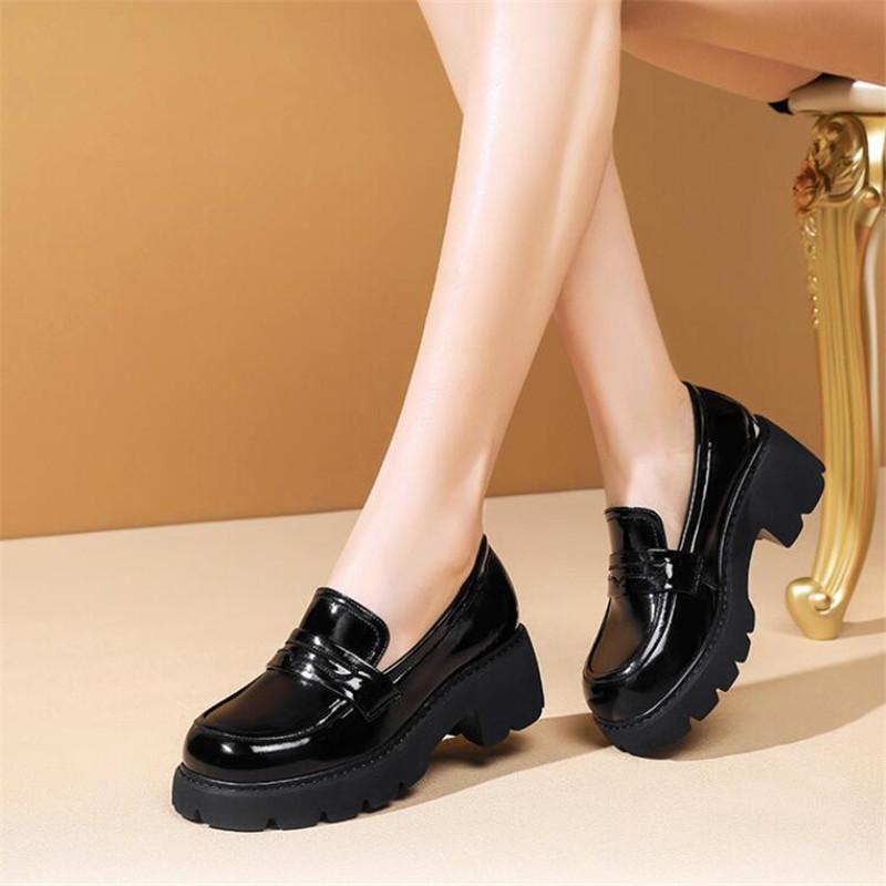 Plus Size 32-43 Loafers Shoes Women Genuine Leather 2024 Spring Platform Women Shoes British Style Fashion School Shoes Women