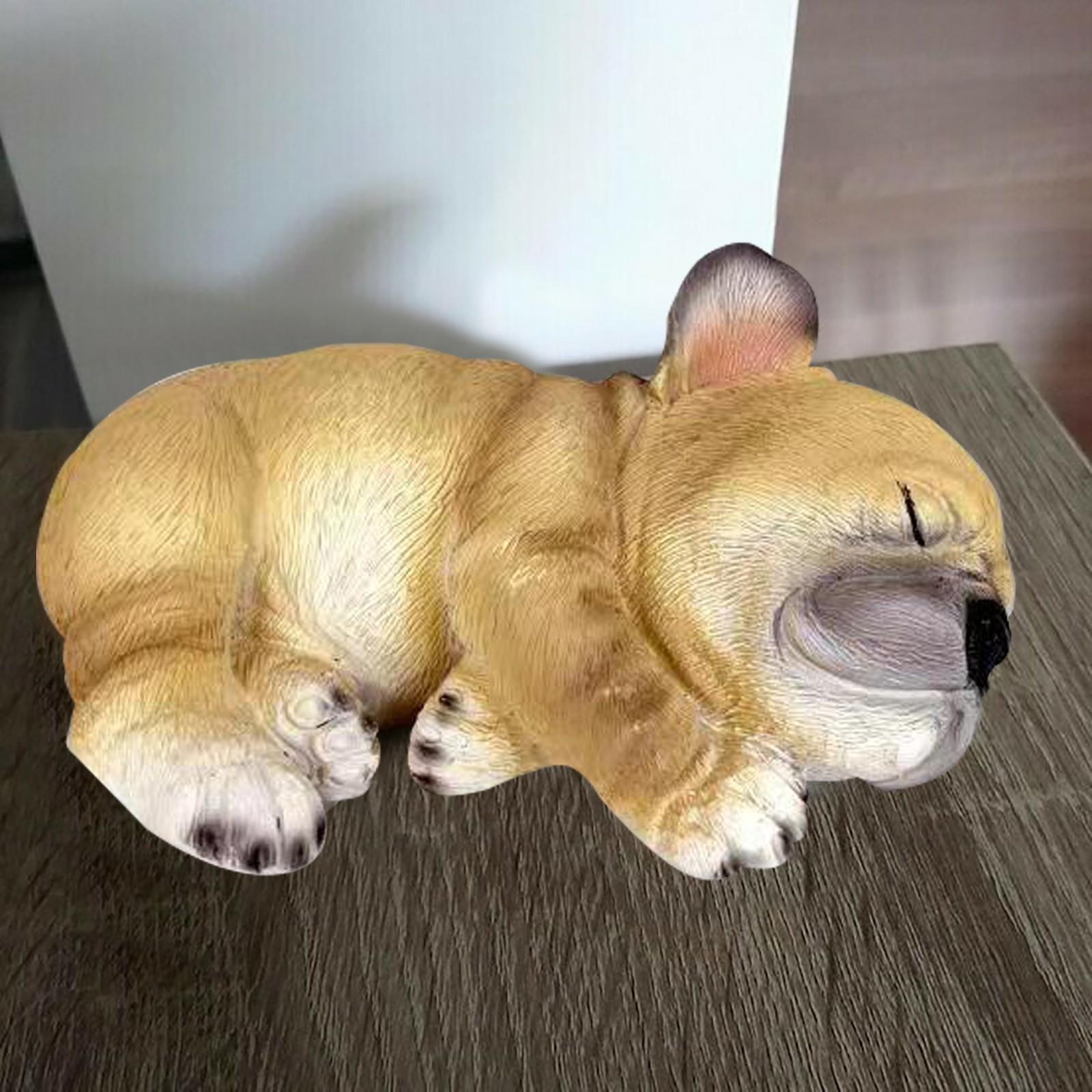 

Статуя щенка сонного французского бульдога, скульптура из смолы, супер декор для сада и двора