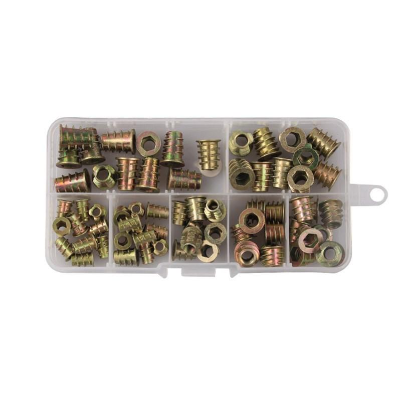75Pcs Hexagon Socket Screw Connectors Bolt Fastener Threaded Inserts Nut Combination Tool Kit For Wooden Furniture