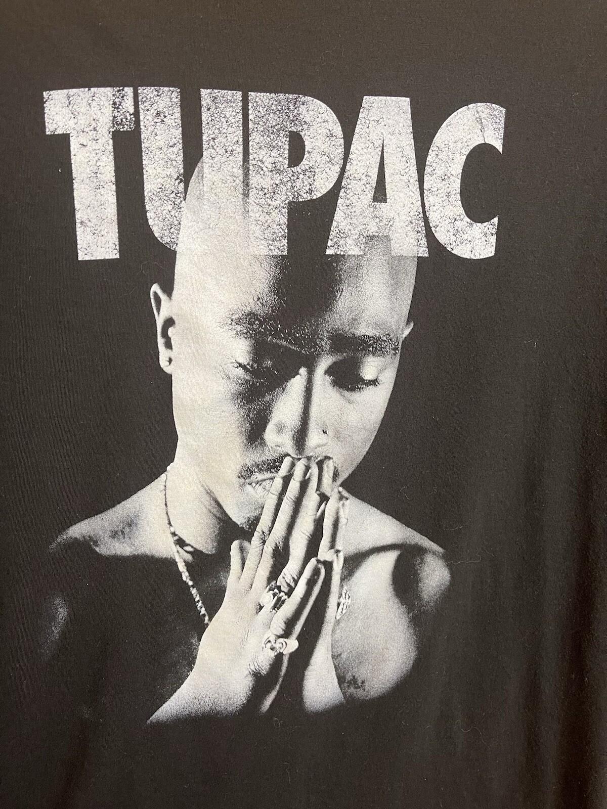 Tupac Shakur Praying Hands T-shirt With Tupac Logo Unisex Size M Black Unisex T-Shirt XXL