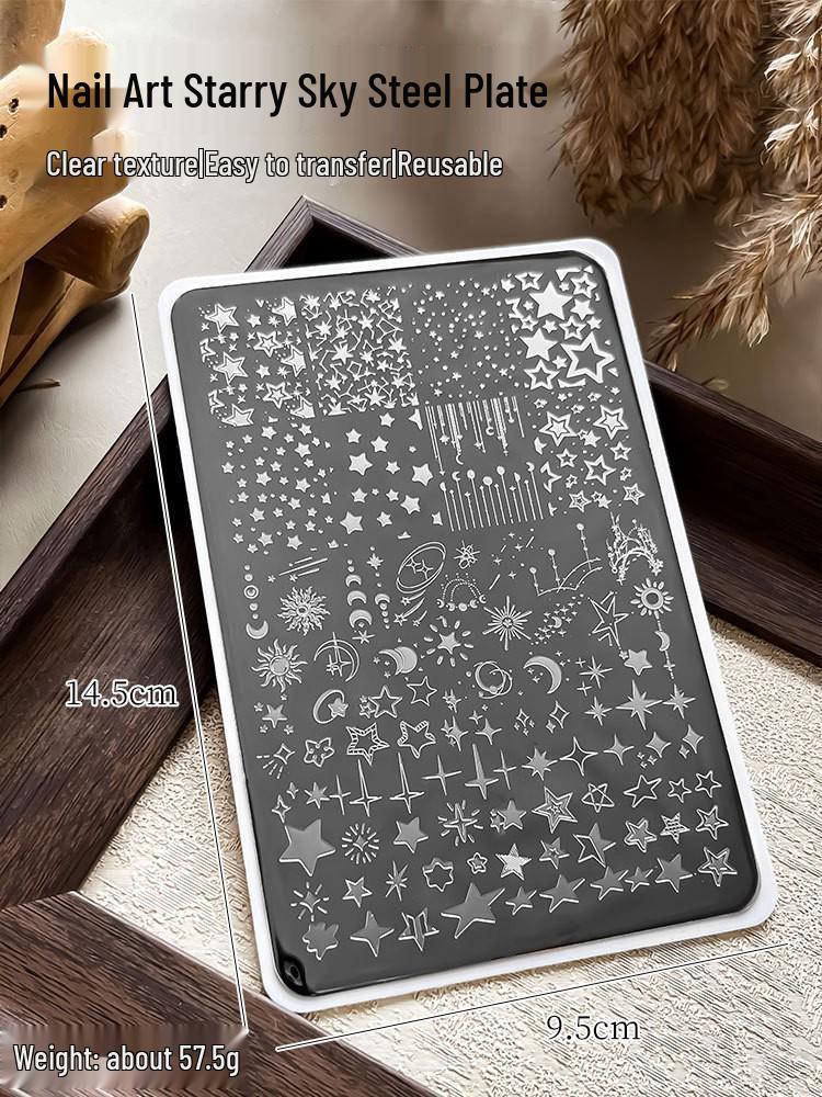Nail Art Stamping Plates - Star, Polka Dot, Lines, Grid Lace Textures