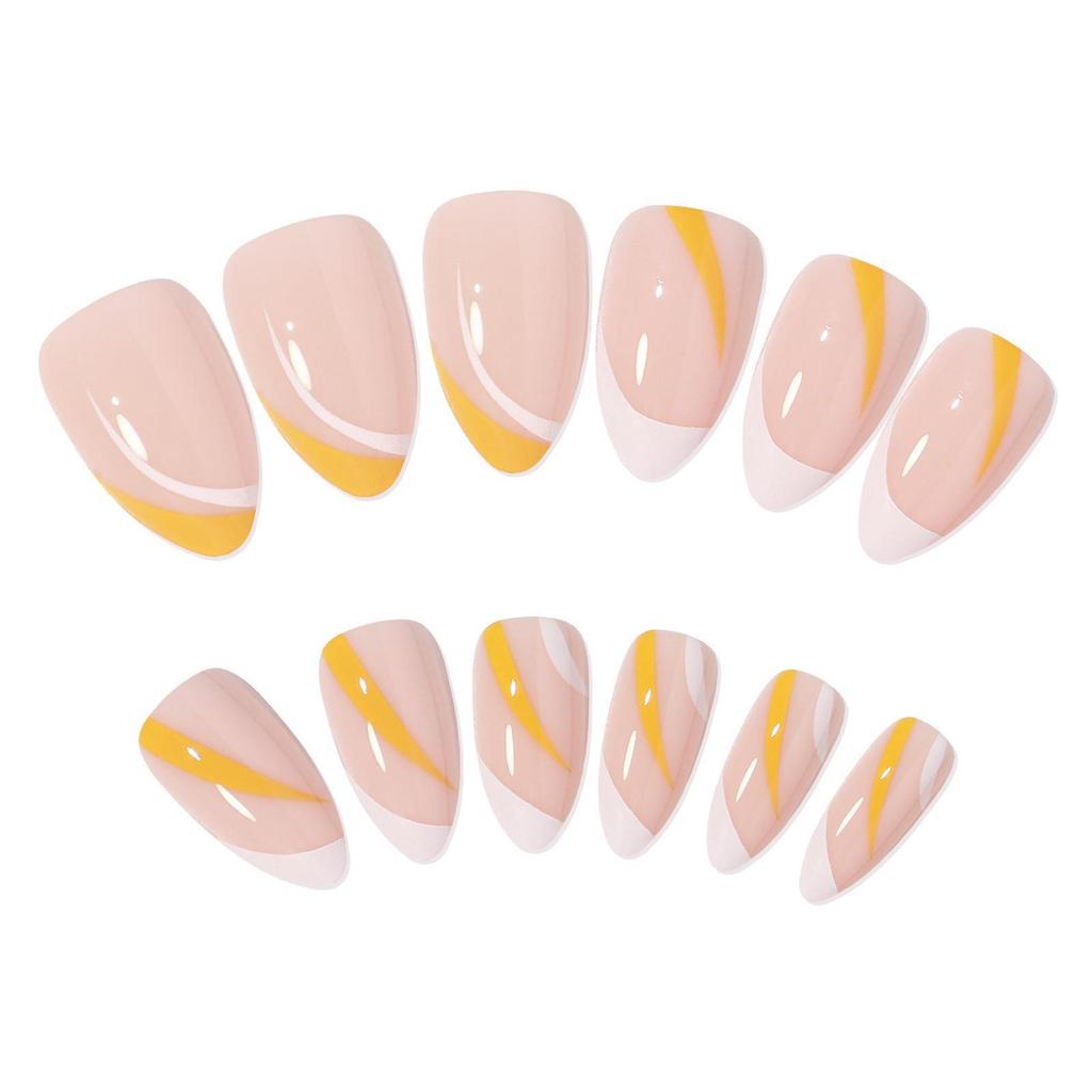 French False Nail White Orange Color Matching Wear Nail Art Finished Product Fake Nail Art Patch Nail Patch Nail Patch Nail Patch Nail Patch