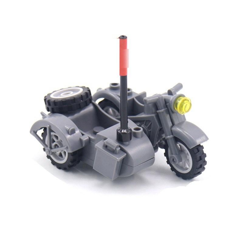 Military Weapon Motorcycle Colorful Toys For Children Accessories WW2 Motor Transportation Facility Militaries Compatible Blocks