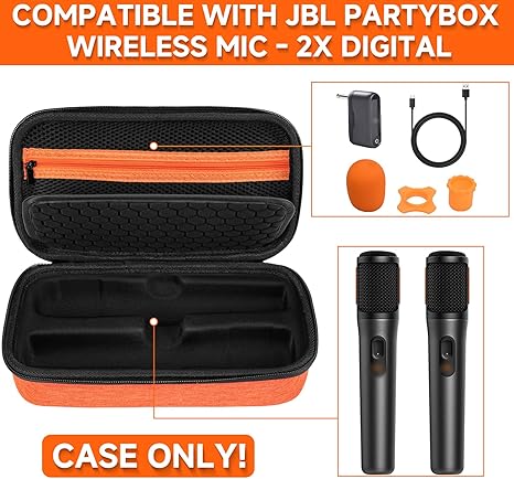 Wireless Microphone Case,Portable Box of Wireless Microphone(Box Only) Compatile With JBL Partyboy Wireless MIC-2X