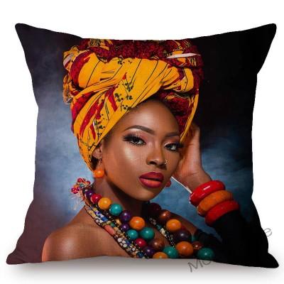 Fashion Magazine Cover Africa Girl Woman Black Beauty Headscarf Decorative Sofa Pillow Case Linen Home Decoration Cushion Cover