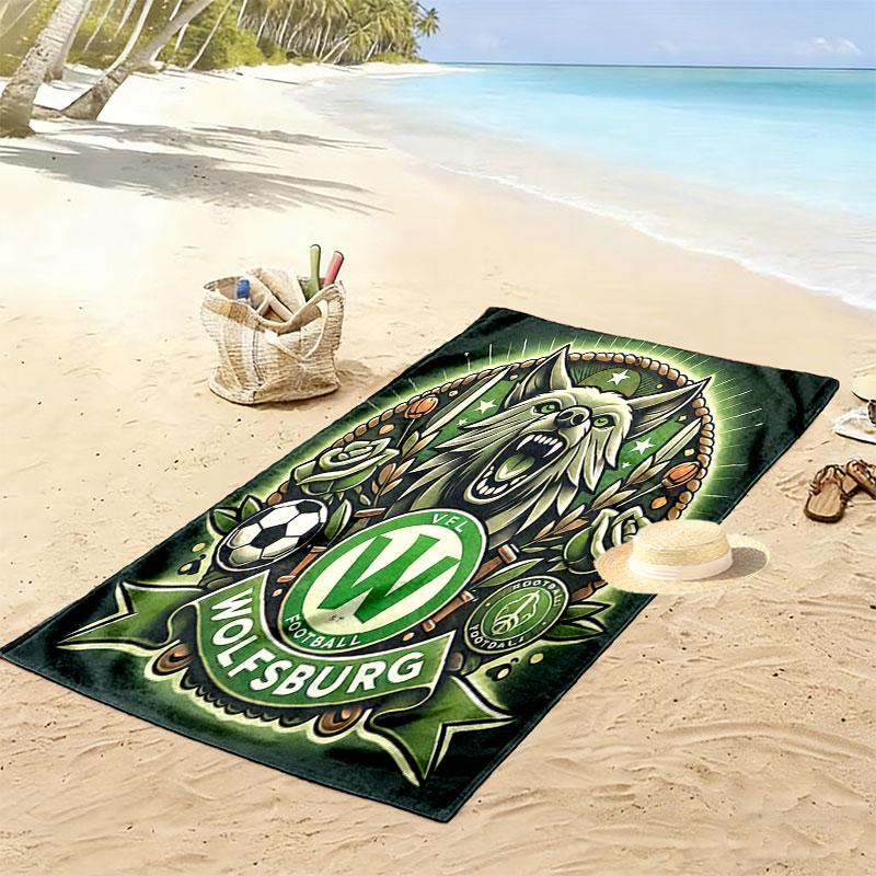 Asciugamano da Spiaggia con Stampa VfL Wolfsburg, Asciugamano Grande Morbido Asciugatura Rapida per Spiaggia Campeggio Nuoto