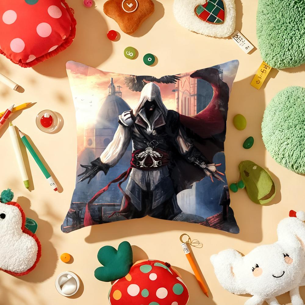 A-Assassins C-Creed Game Cushion Cover Plush Fabric Soft Double-Sided Printed Sofa Warm Winter Home Gift Pillow Cover