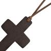 Vintage Wooden for Cross Pendant Brown/Black Rope Necklace Adjustable for Men Wo