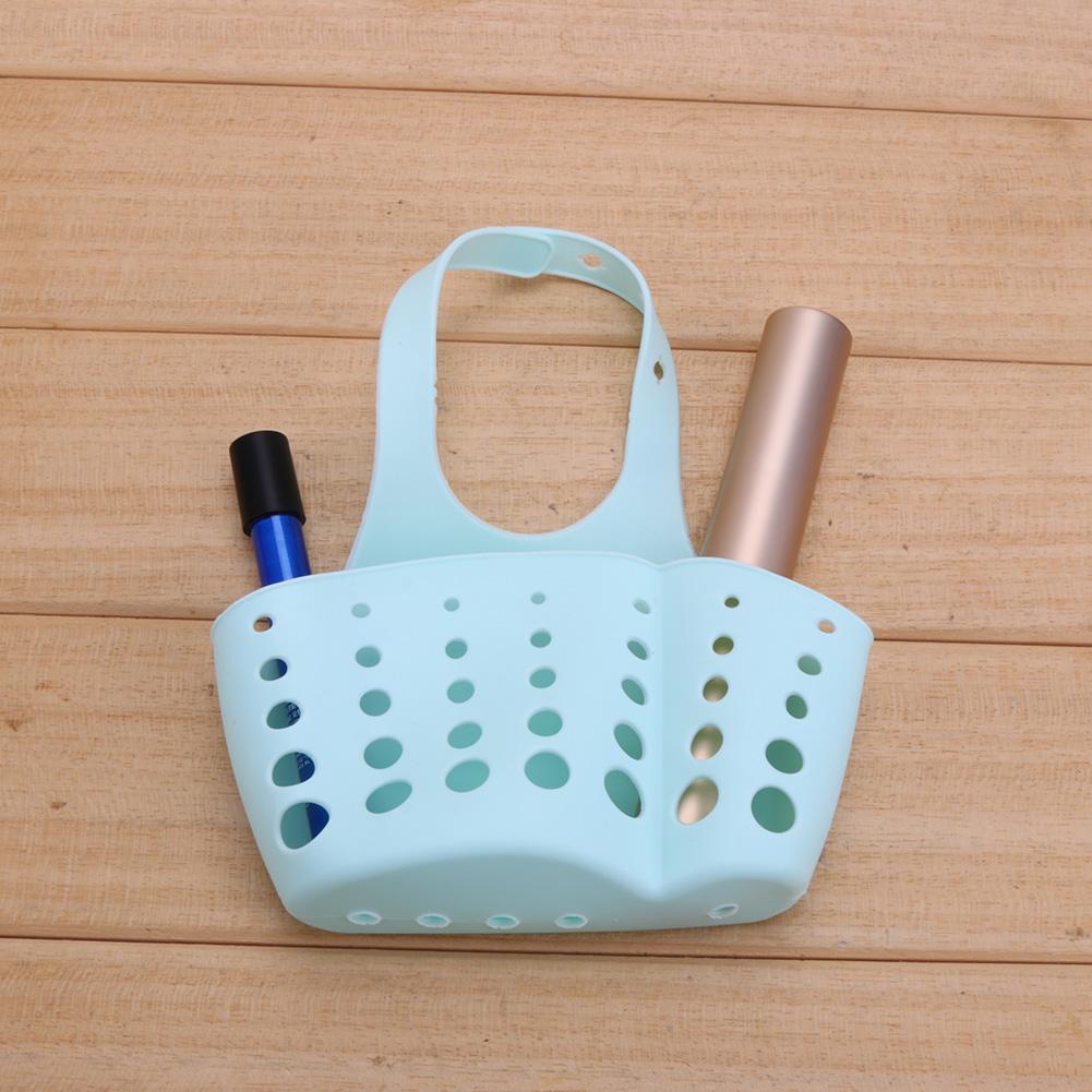 Housing Kitchen Shelves Rack Kitchen Sponge Holder Storage Basket(Blue)