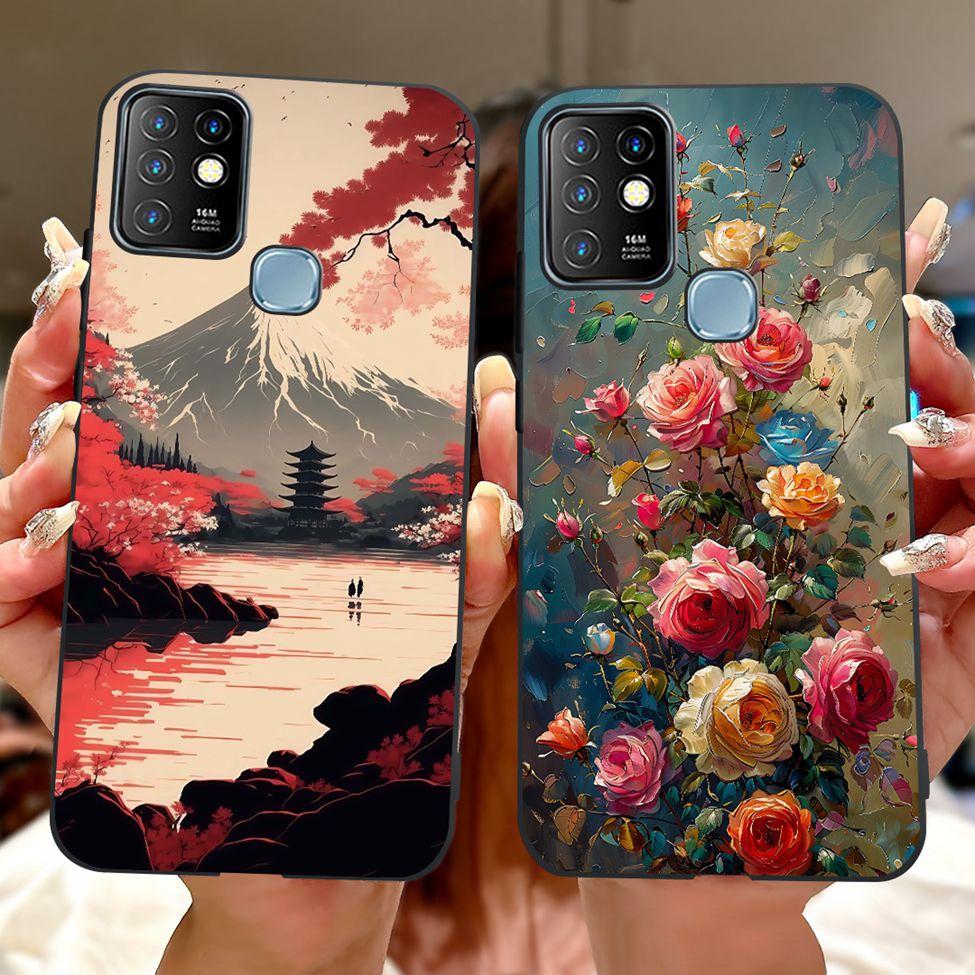 For Infinix Hot 10 Case Silicone Cute Cat Fashion Flowers Luxury Painted Back Cover For Inifnix Hot 10 Phone Case X682B X682C