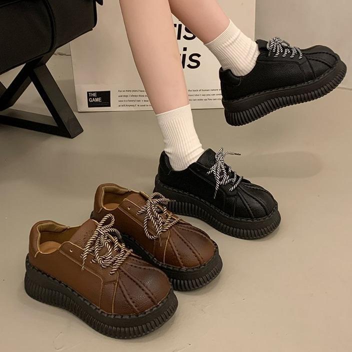 [Youshilai] Retro Platform Fashion Small Leather Shoes Women's 2025 Autumn New Small Muffin Versatile Single Shoes