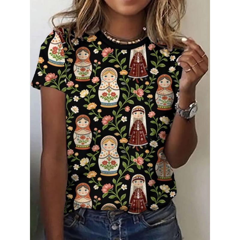 3D Print Women Round Neck Short Sleeve T Shirt Tees Harajuku Y2K Top Female Clothing