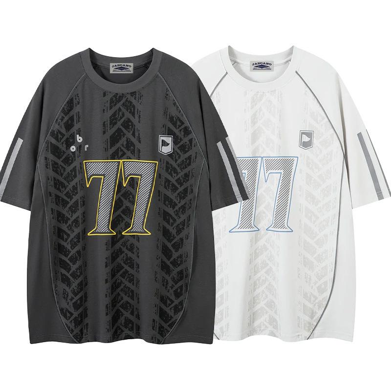 American Retro Sports Jersey Short-sleeved Fans European and American Street Tide Brand Loose Fan Version
