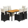 VidaXL Garden Bistro Set 7 Pcs Cushions Black Poly Rattan 3277130
