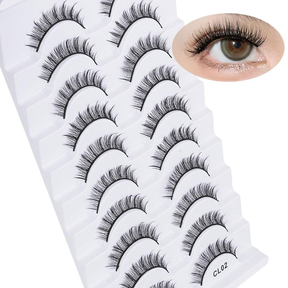 10 Pairs Natrual Long 3D Faux Mink Lash Full Strip Fake Eyelash Eye Makeup Tools  Eye Lash Extension