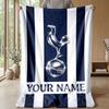 Tottenham Hotspur FC Custom Name Text Flannel Blanket Soccer Logo Personalized Fleece Throw Blanket Special Gift For Sofa Bedroom Home