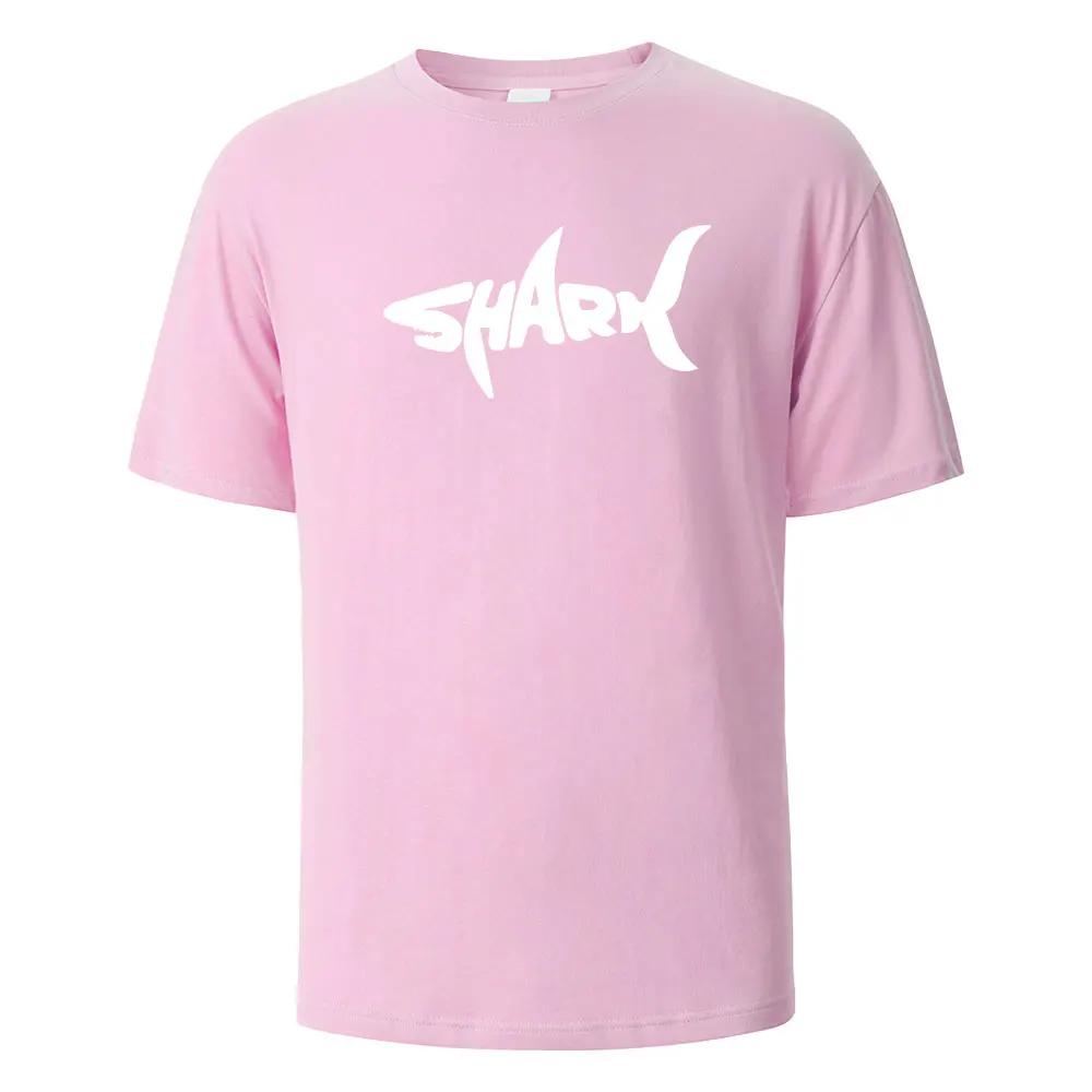Fashion Shark Print T-shirt 100% Cotton Summer Casual T-shirt Men's Casual Top