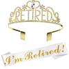 Graduation Party Crown Strap Set Letters RETIRED Diamond Crown Retirement Party Headpiece