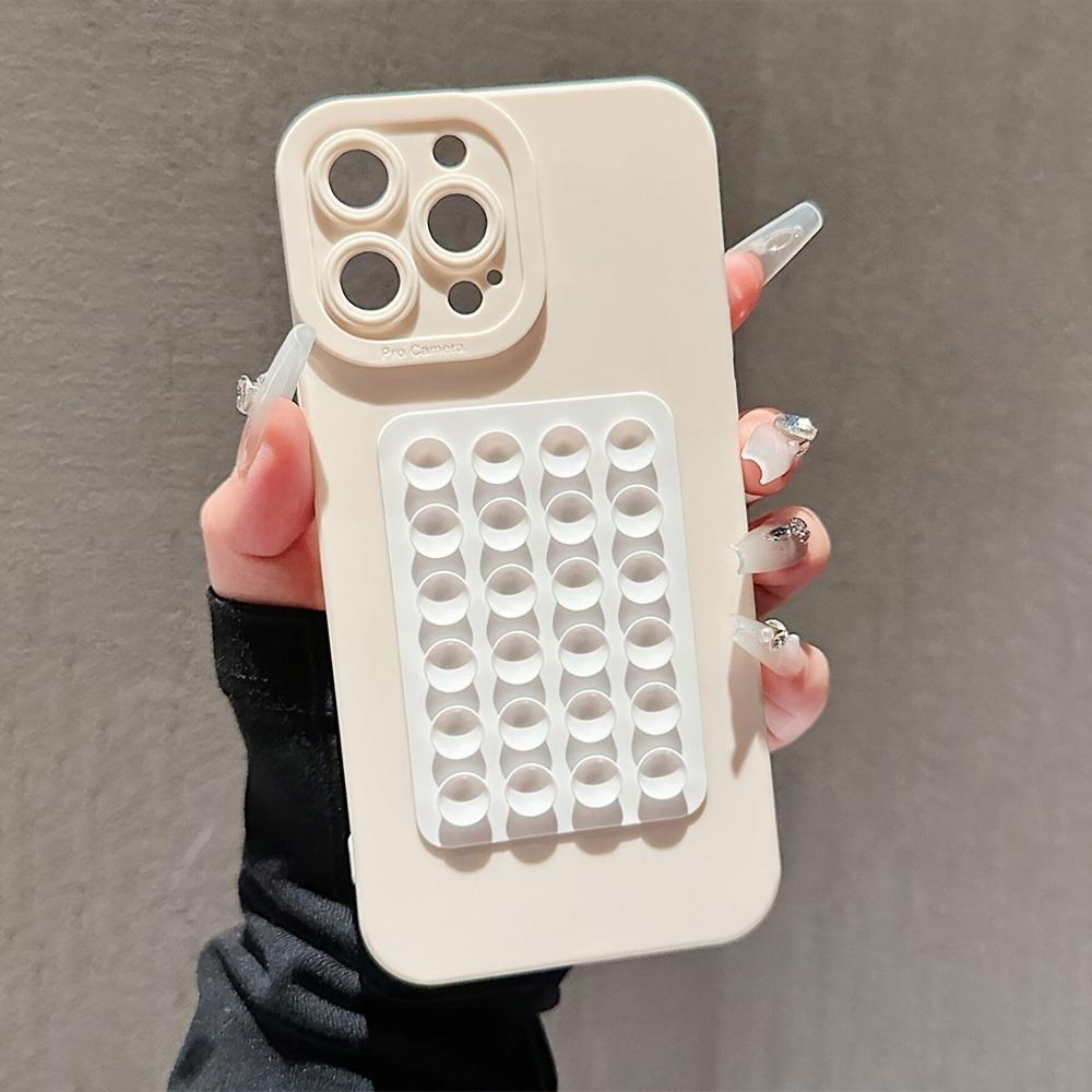 Pupil Black Eye Beige Suction Cup Silicone Phone Case For iPhone 16 15 14 13 12 11 Pro Max XS X XR 7 8 Plus SE 3 2022 Soft Cover