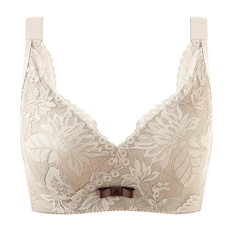 B C D Dámské 3D Košíčky Podprsenka Bez Kostic Pohodlná Plné Košíčky pro Velká Prsa Ženská Sexy Krajka Síťovina Nastavitelná Podprsenka Měkká Tenká Vycpávka Top Podprsenka