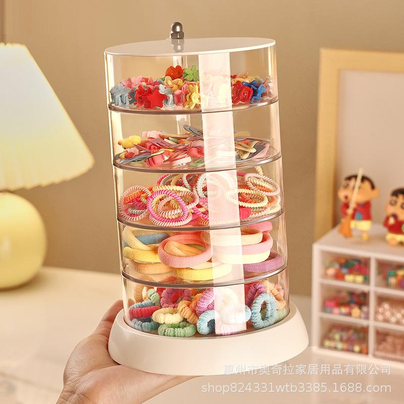 Rotating Multi-Layer Jewelry & Hair Accessory Organizer - Transparent, Anti-Oxidation Princess Storage Box