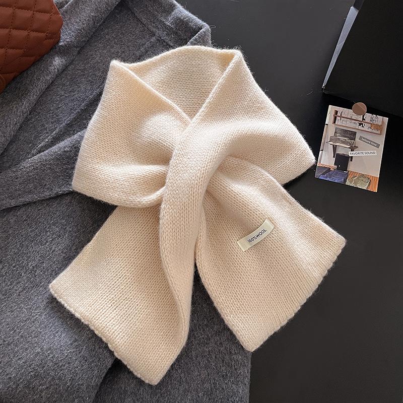 Wool Knitted Scarf Women Winter Warm Scarves Bright Solid Color Design Thickened Shawl Soft Triangle Pashmina Neck