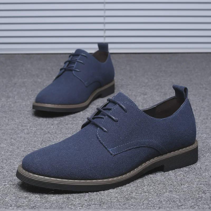 Men's Frosted Leather Lace-Up Casual Round Toe Shoes - Plus Size Available
