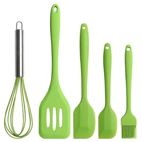 5Pcs Silicone Cooking Tool Sets, Heat-Resistant Kitchen Utensils - Spatula Scrapers Egg Beater Oil Brush