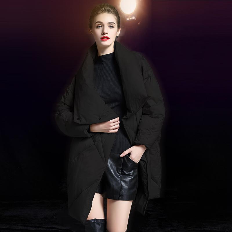 Winter new European and American loose large size thickened warm silhouette down jacket women's medium and long white duck down jacket