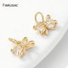 14K Gold Plated Brass Mini Cubic Zircon Bow Knot Charms Pendant For Jewelry Making,DIY Earring Bracelet Making Accessories