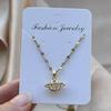 Planet Saturn Titanium Steel Chain Necklace Women's Light Luxury Transparent Crystal Sweet Cool Clavicle Neck Chain Jewelry
