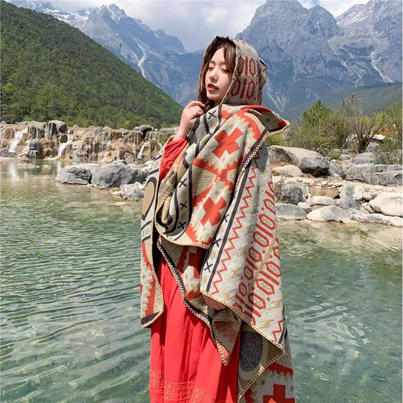 Pele amigável e respirável quente e versátil casa, outono e inverno xale de viagem feminino, capa grossa, cobertor de ar condicionado