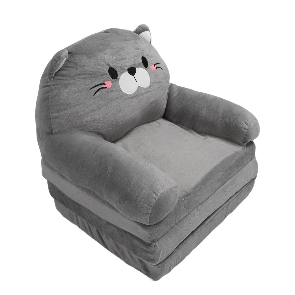 Kids Couch Toddler Chair Plush Cute Cat Fold Out Floor Seating Cushion Armrest Sofa Bed for Napping