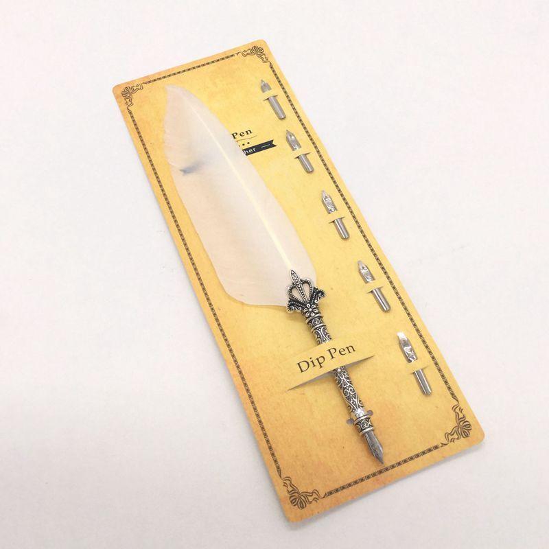 Creative Retro Turkey Quill Flower Body Round Body Dipping Pen Fire Paint Set Teachers' Day Gift