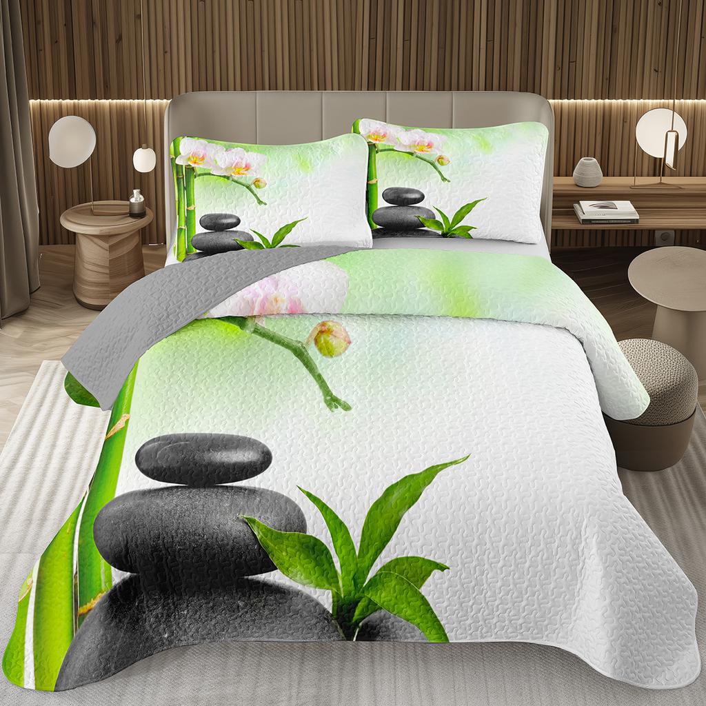 Purple Lavender Bedspread Set Botanical Floral Coverlet Twin Queen Garden Flower Quilted Bedding Set For Girls Women Bedroom