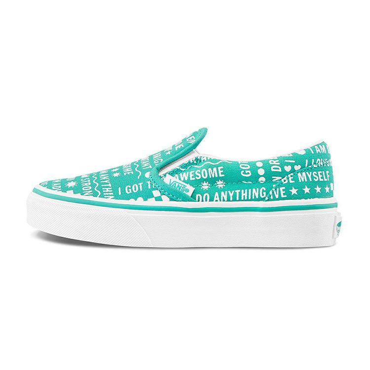 Vans Slip-On Low Top Kids Skate Shoes Green Kids Sneakers VN0A4BUT52L