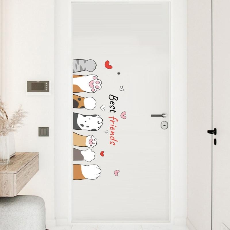 62KD Lovely Cartoon Themed Door Sticker Door Decal For Living Area Easy Apply Waterproof Home Decoration
